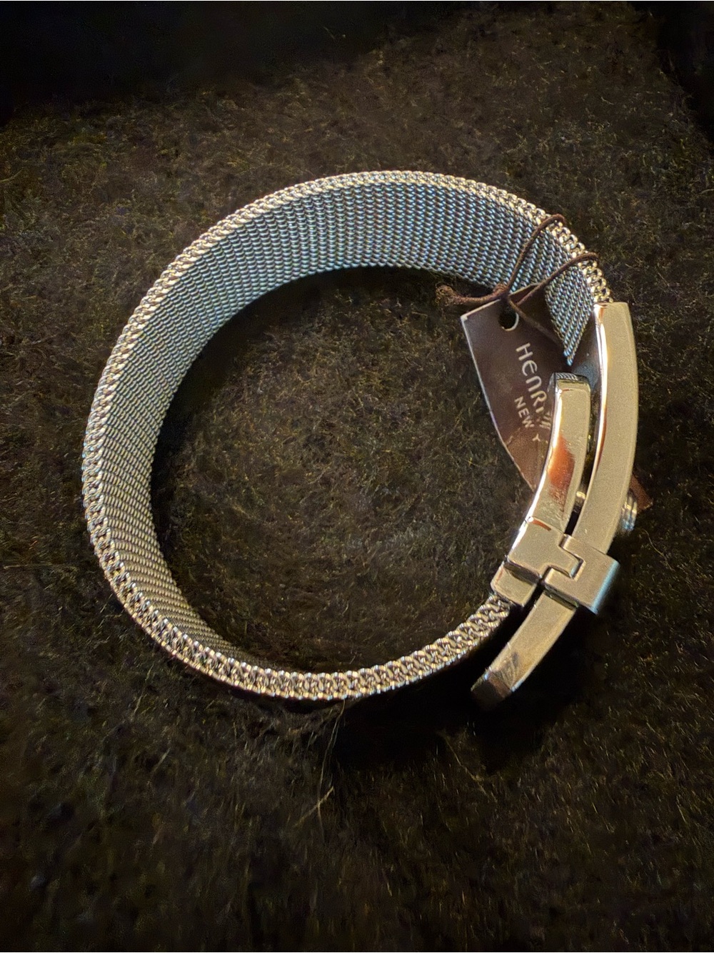 Henri Bendel Silver Toned Mesh Buckle Watch Band Style Adjustable Bracelet NWT